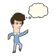 cartoon man accusing with thought bubble N14