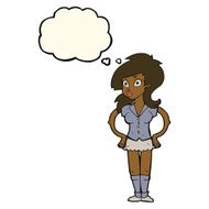 cartoon pretty woman with thought bubble N165