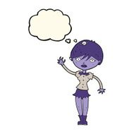 cartoon vampire girl waving with thought bubble N7