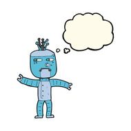 cartoon robot with thought bubble N99