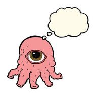 cartoon alien head with thought bubble N8