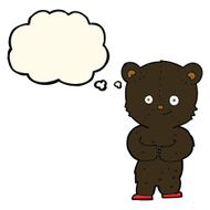 cartoon teddy black bear cub with thought bubble N8