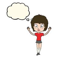 cartoon pretty girl with thought bubble N68