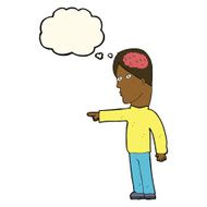 cartoon clever man pointing with thought bubble N7
