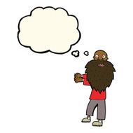 cartoon bearded old man with thought bubble N22