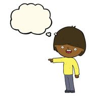 cartoon man pointing with thought bubble N113