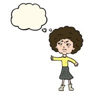 cartoon annoyed old woman with thought bubble N14