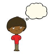cartoon happy boy with thought bubble N140