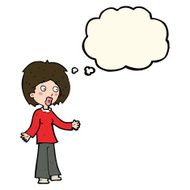 cartoon surprised woman with thought bubble N155