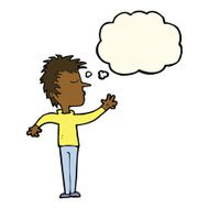 cartoon dismissive man with thought bubble N7