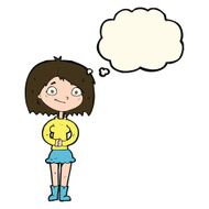 cartoon happy woman with thought bubble N154