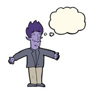 cartoon happy vampire with thought bubble N27