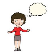 cartoon confused woman with thought bubble N52