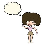 cartoon woman waving with thought bubble N214