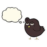 cartoon bird with thought bubble N167
