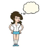 cartoon pretty woman with thought bubble N167
