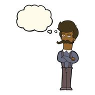 cartoon man with mustache thought bubble N51