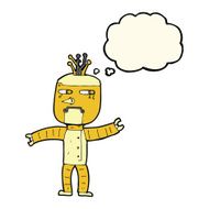cartoon robot with thought bubble N100