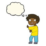 cartoon excited boy with thought bubble N92