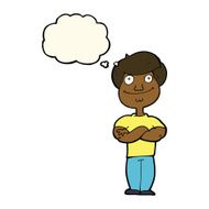 cartoon happy man with thought bubble N278