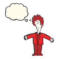 cartoon happy vampire with thought bubble N28