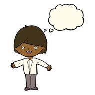 cartoon happy man with thought bubble N279
