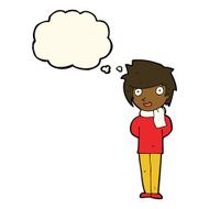 cartoon friendly man with thought bubble N13