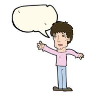 cartoon worried man reaching out with thought bubble N15
