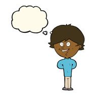 cartoon happy boy with thought bubble N141
