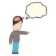 cartoon clever man pointing with thought bubble N8