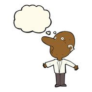 cartoon confused middle aged man with thought bubble N7