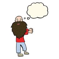cartoon bearded old man with thought bubble N23