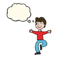 cartoon excited boy with thought bubble N93