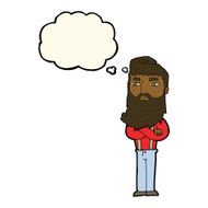 cartoon serious man with beard thought bubble N13