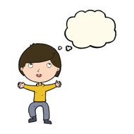 cartoon happy boy with thought bubble N142