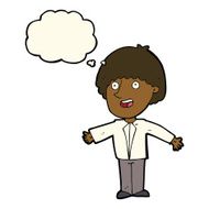 cartoon happy man with thought bubble N281