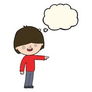 cartoon man pointing with thought bubble N115