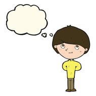 cartoon happy boy with thought bubble N143