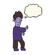cartoon excited vampire with thought bubble N7