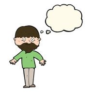 cartoon happy man with thought bubble N284