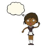 cartoon waitress making hand gesture with thought bubble N7