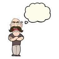 cartoon angry man with thought bubble N59
