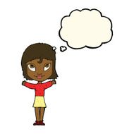 cartoon woman with open arms thought bubble N65