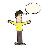 cartoon happy man with thought bubble N285