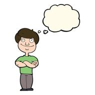 cartoon happy man with thought bubble N286
