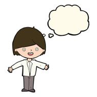 cartoon happy man with thought bubble N287