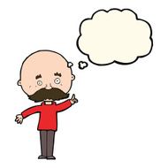 cartoon bald man with idea thought bubble N14