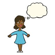 cartoon woman with open arms thought bubble N67