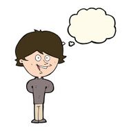 cartoon happy boy with thought bubble N144
