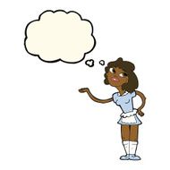 cartoon waitress serving with thought bubble N7